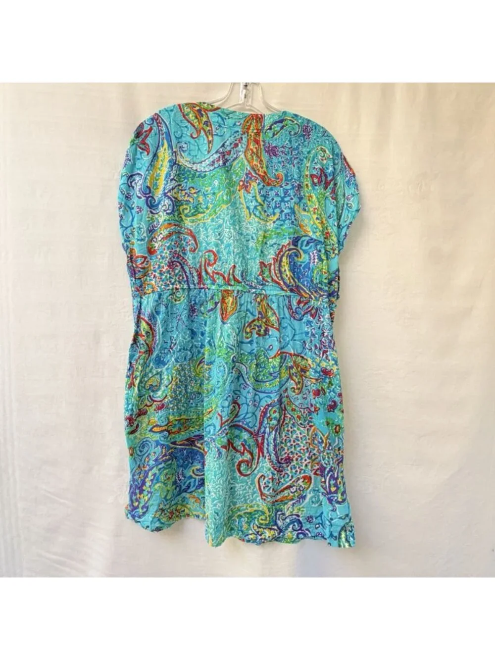 Ralph Lauren Dress Women's Large Beach Swim Cover Colorful Blue Summer Coastal